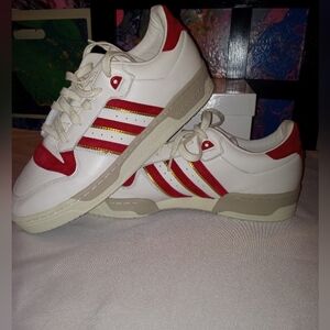 Adidas Originals Rivalry Low Luxe Leather Sneakers Red White Gold Men's 13 NWOT